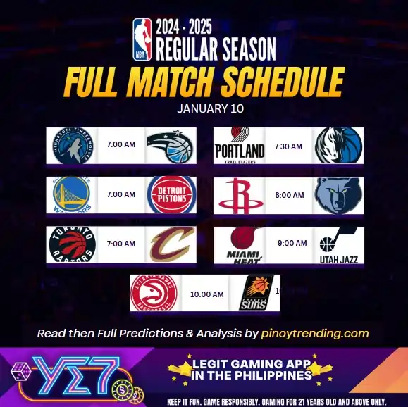 NBA January 10 Matchups banner